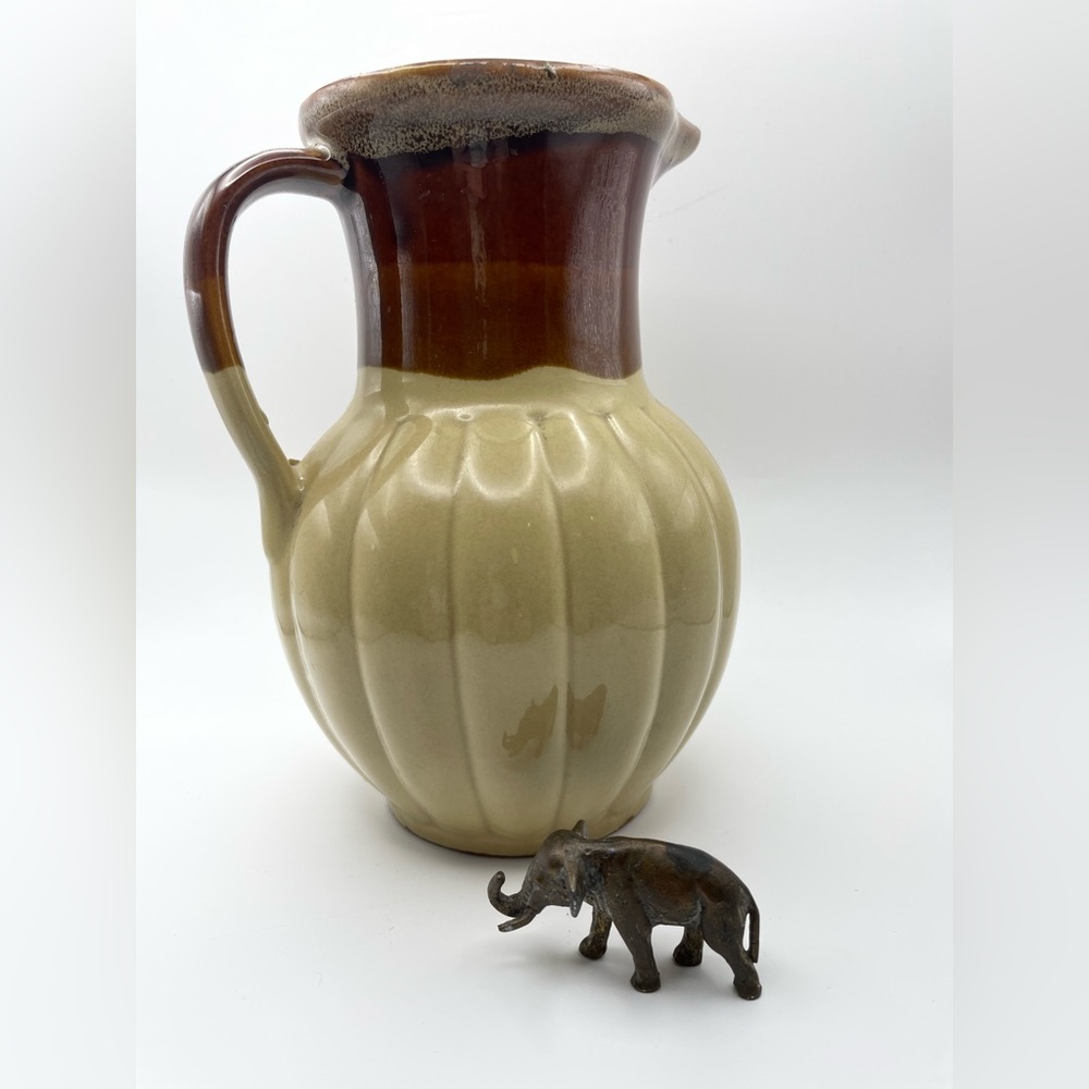Vintage Hull two-tone pitcher. Flower vase, utensil storage, home decor.